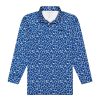 Men Loudmouth | Mens Longsleeve Breezy Polo - Blue Giraffe