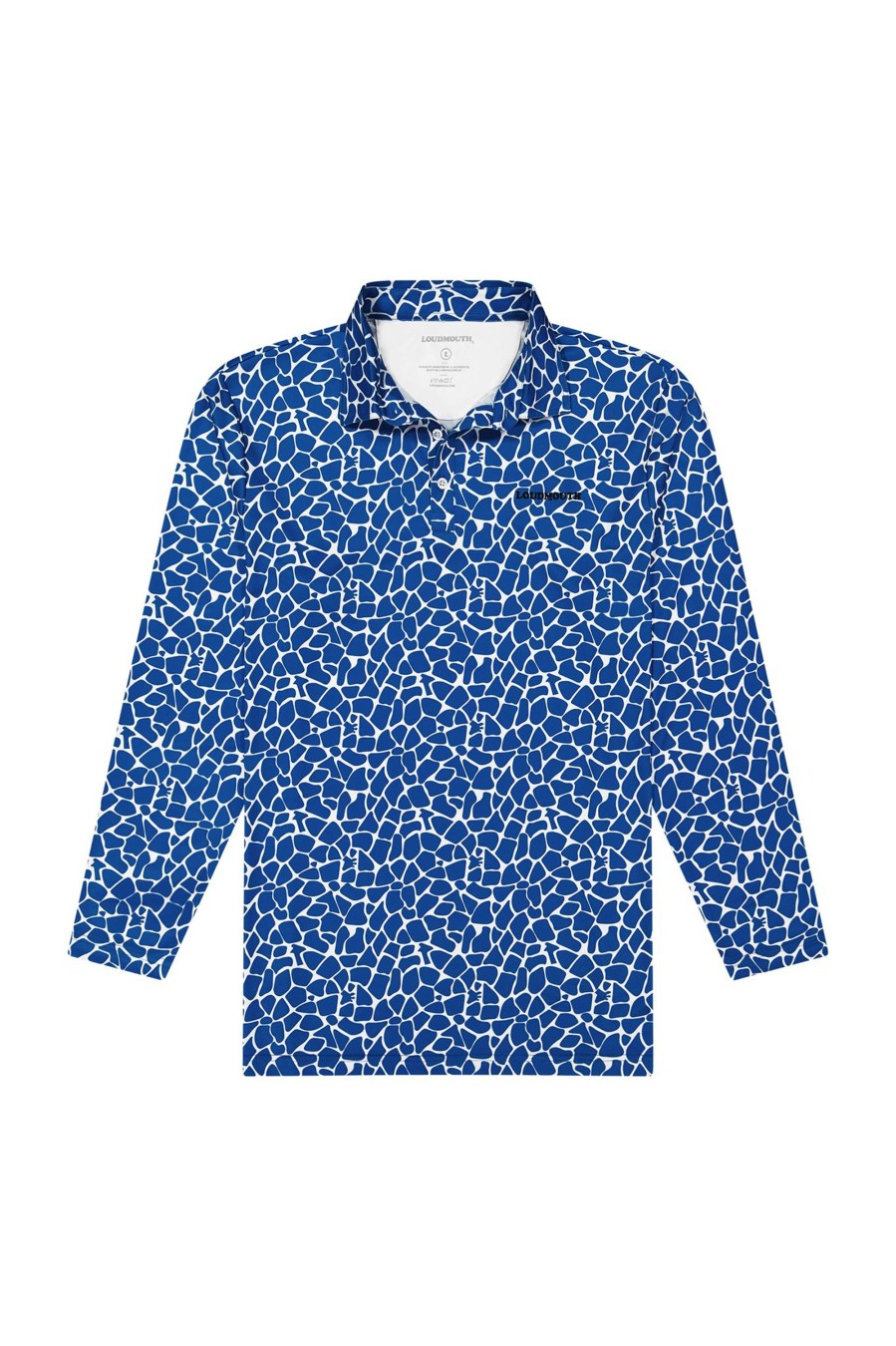 Men Loudmouth | Mens Longsleeve Breezy Polo - Blue Giraffe