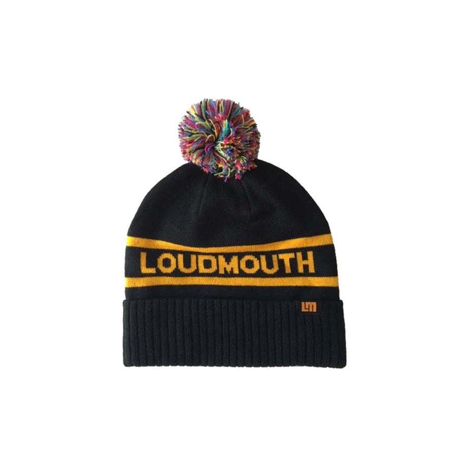 Men Loudmouth | Loudmouth Knit Cap Black W/Multi-Colored Pom