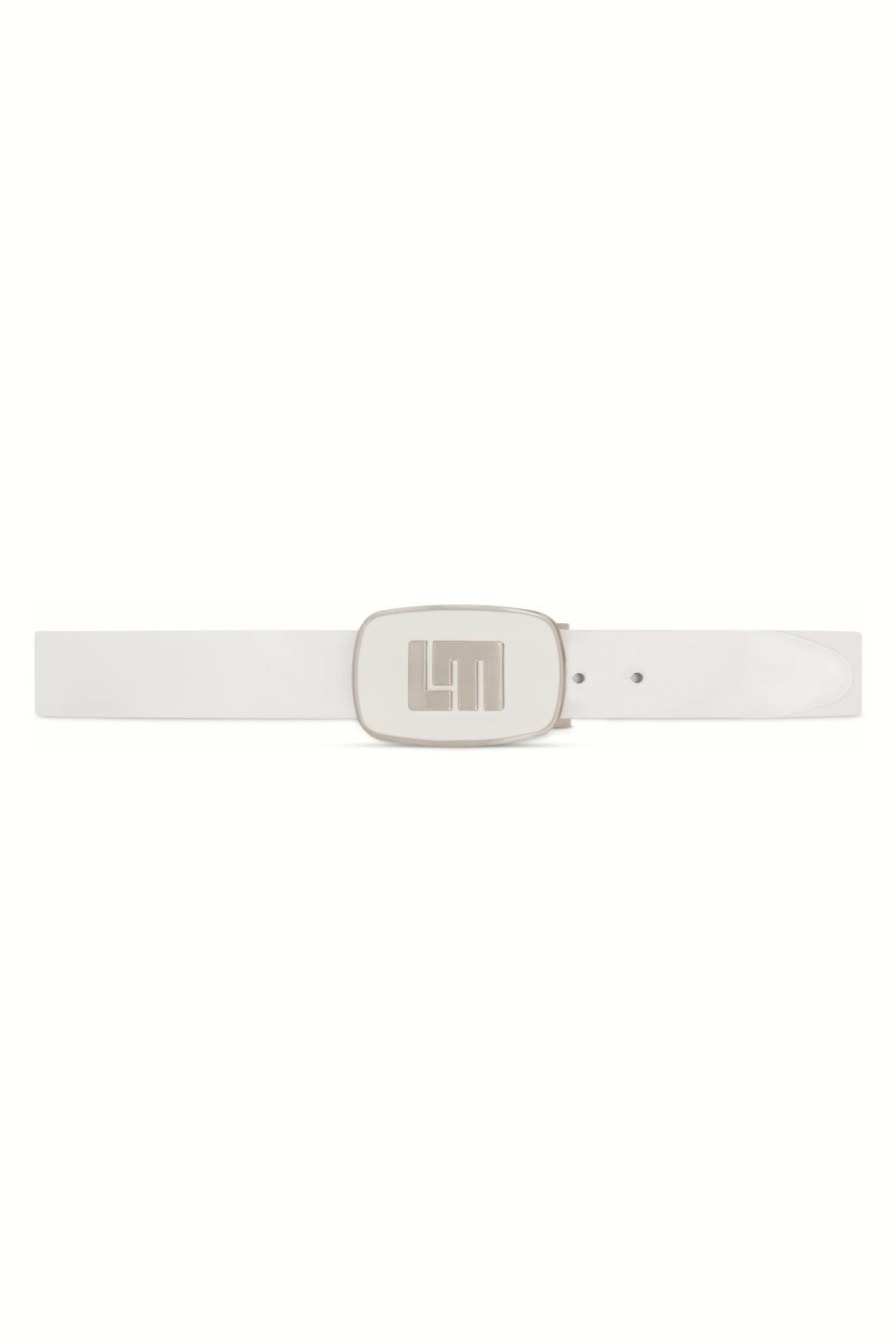 Men Loudmouth | Polished White Patent Leather Belt