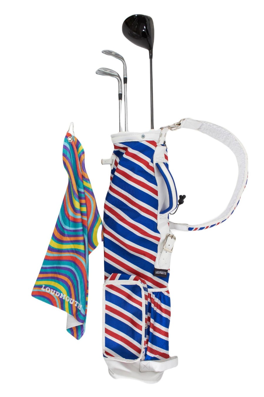 Men Loudmouth | Legacy Golf Bag - Red Blue Stripe